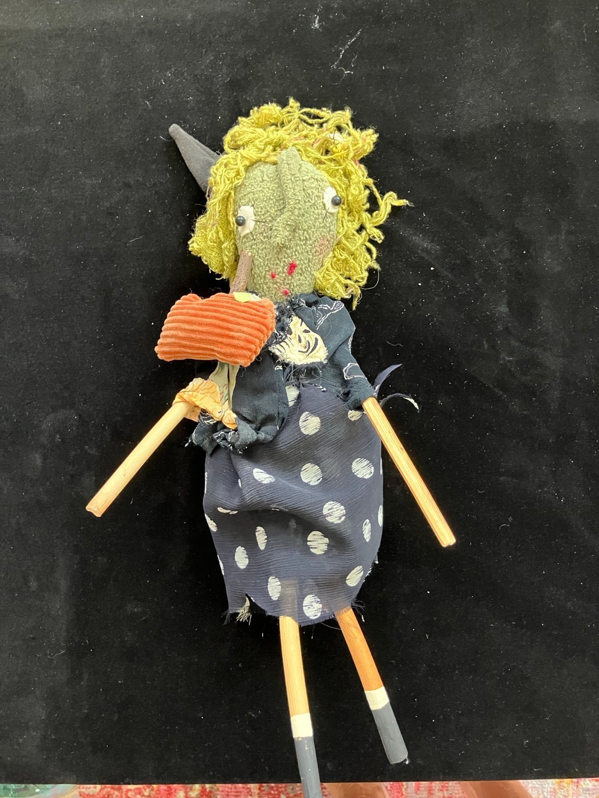 Christy Silacci Handmade Collectible 14”Witch Figure“Vintage Inspired OOAK