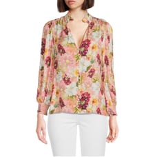 ALICE + OLIVIA Faux Pearl Floral Blouse size M