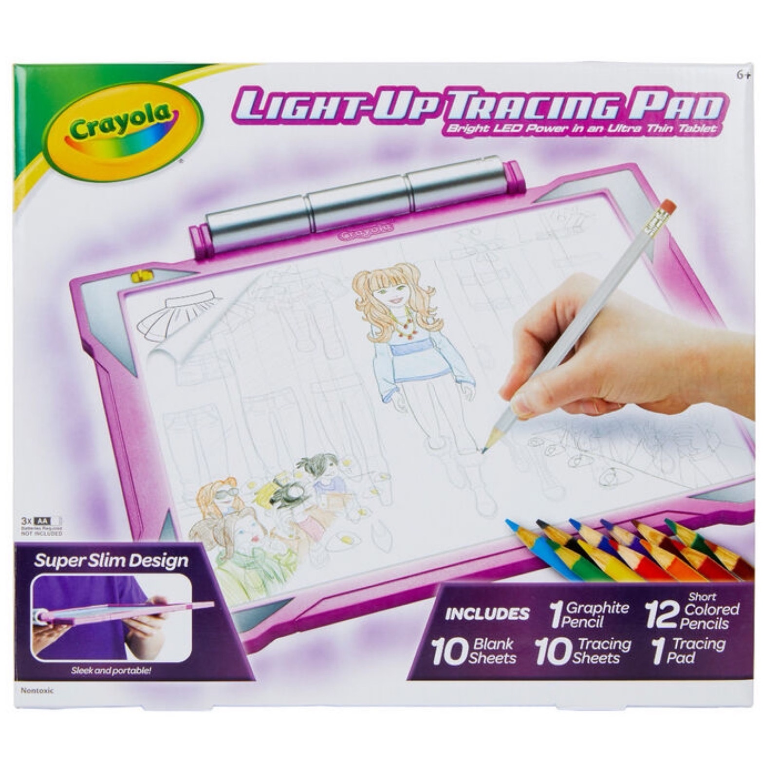 NEW Crayola Light Up Tracing Pad Drawing Pad Gift Toy 6+ Pink Colored Pencil Art