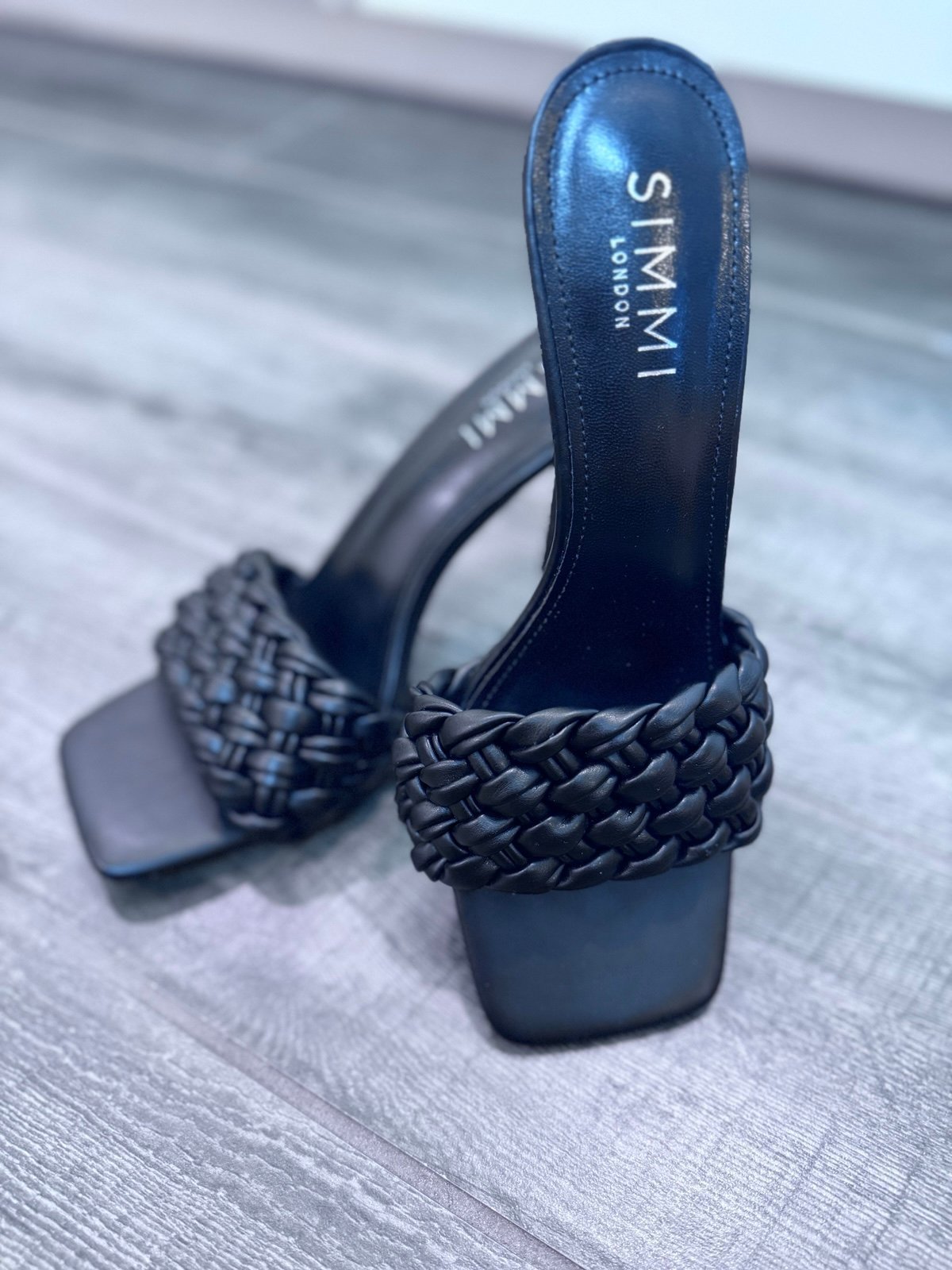 Simmi London BRANDY BLACK WOVEN SATIN STILETTO MULES Side 7