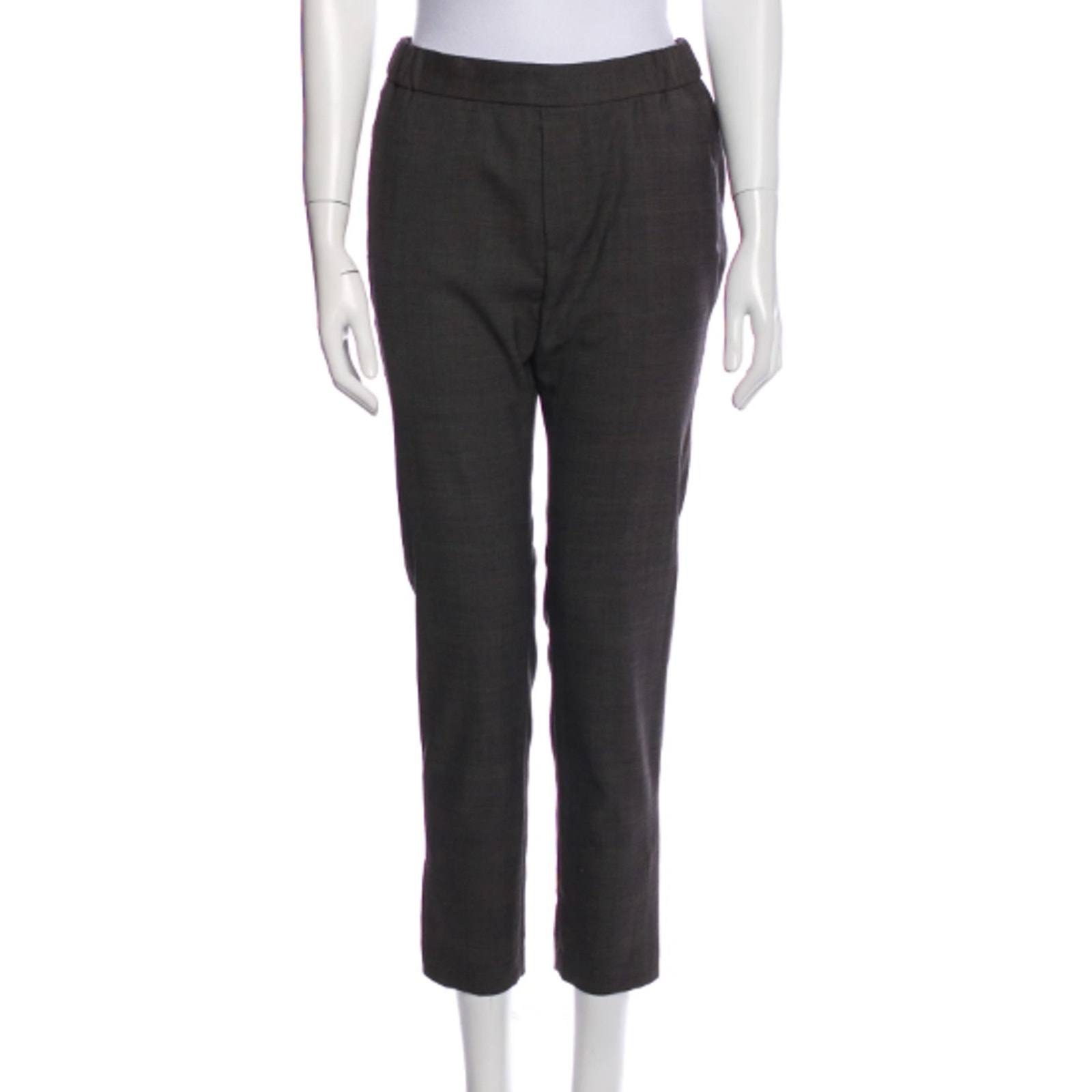 Nili Lotan 2 Leo Stretch Virgin Wool Straight Dress Pants Academia Plaid Gray