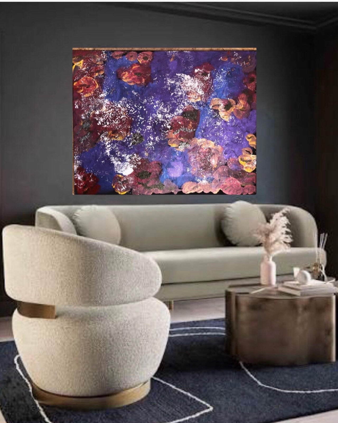 Abstract colorful Painting Acrylic 16X20 Space Universe Astronaut