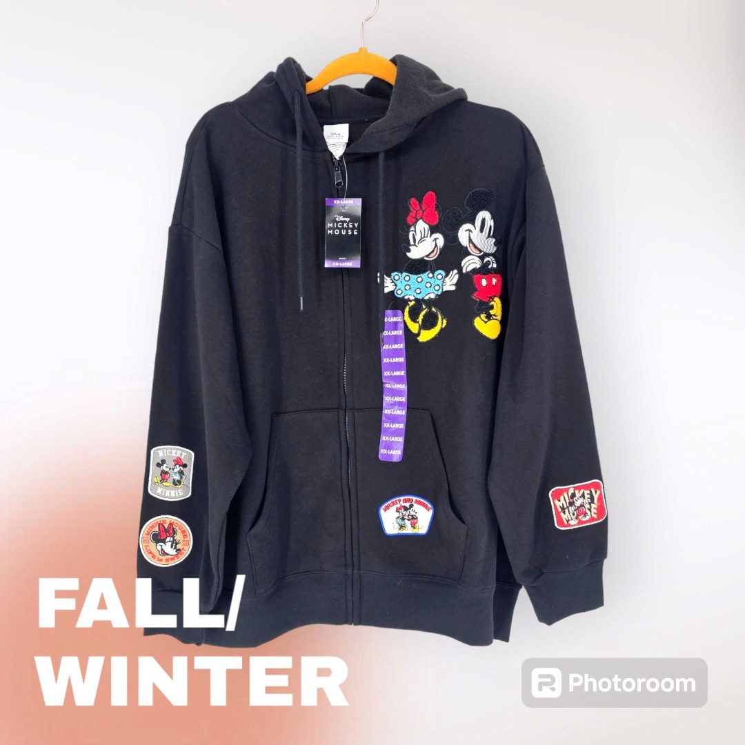 Disney Characters Women's Zip Up Hoodie Black XXL