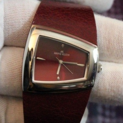 Anne Klein Mod Burgundy Red Leather Quartz Watch WORKS