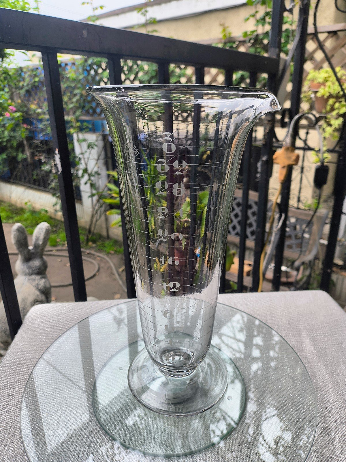 11 1/4 1900'S Whitall Tatum Co.Glass Etched Footed Beaker