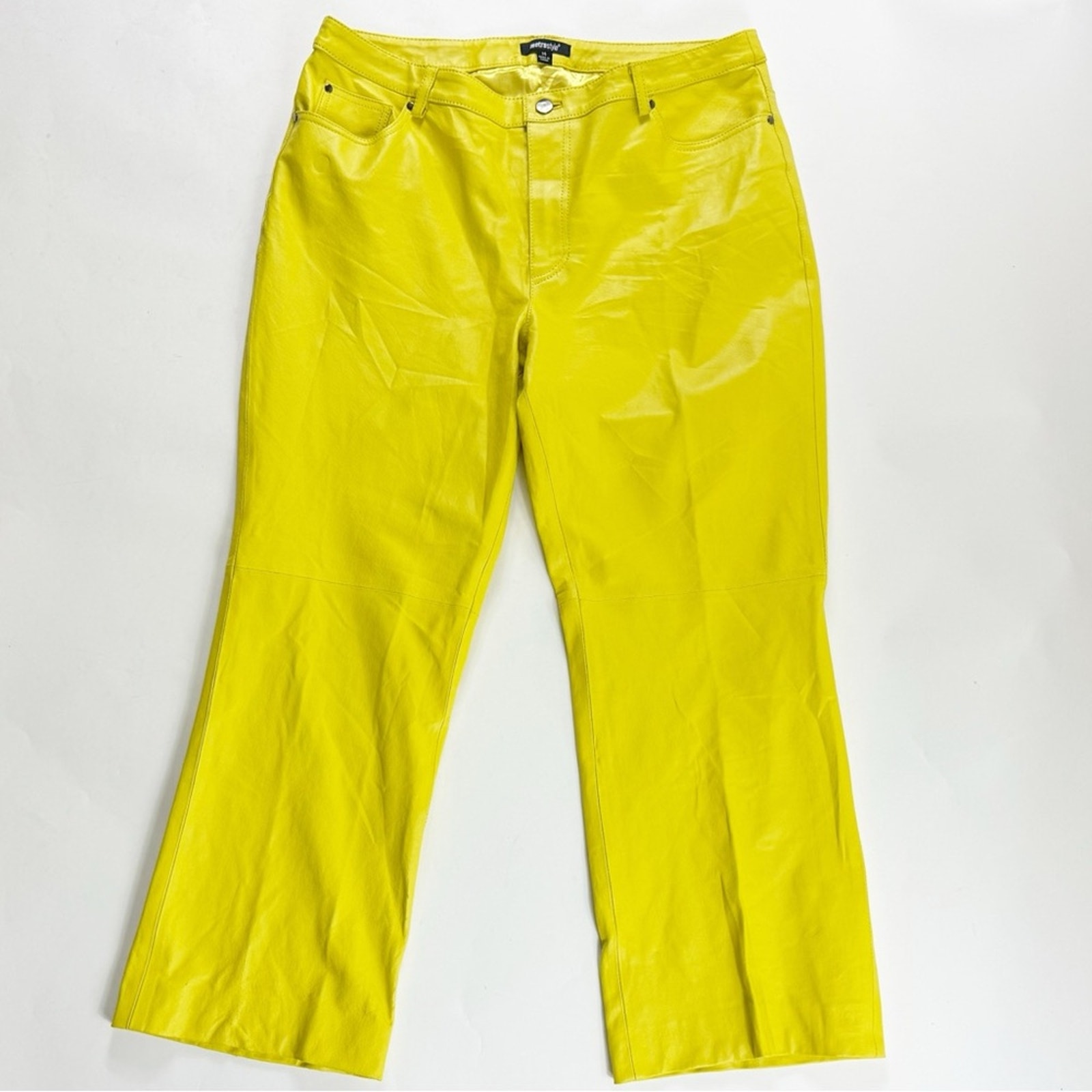148. METROSTYLE | Womens size 14 Yellow Leather Pants