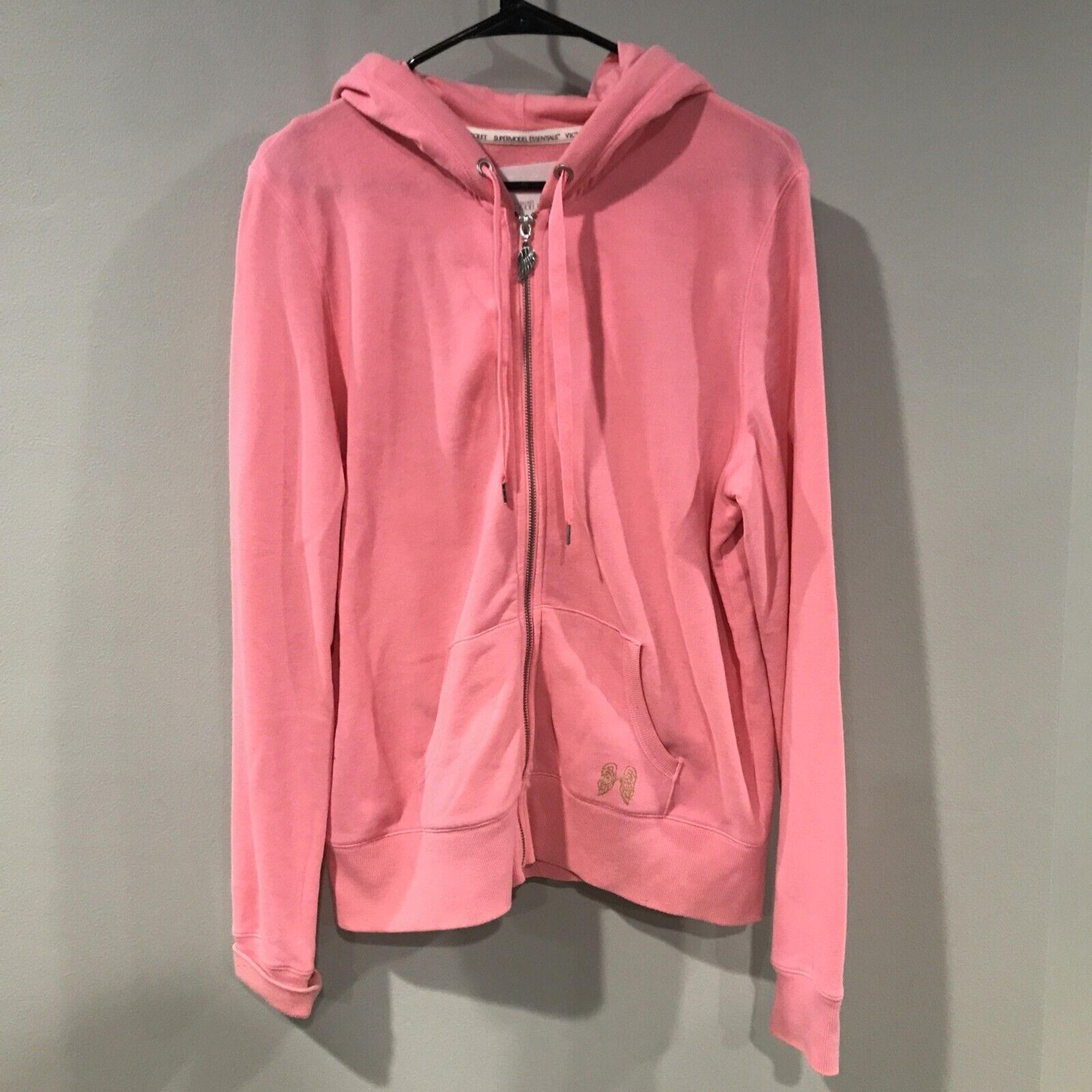 Victoria's Secret Zip Hoodie Women's Coral Pink Supermodel Essentials - Large
