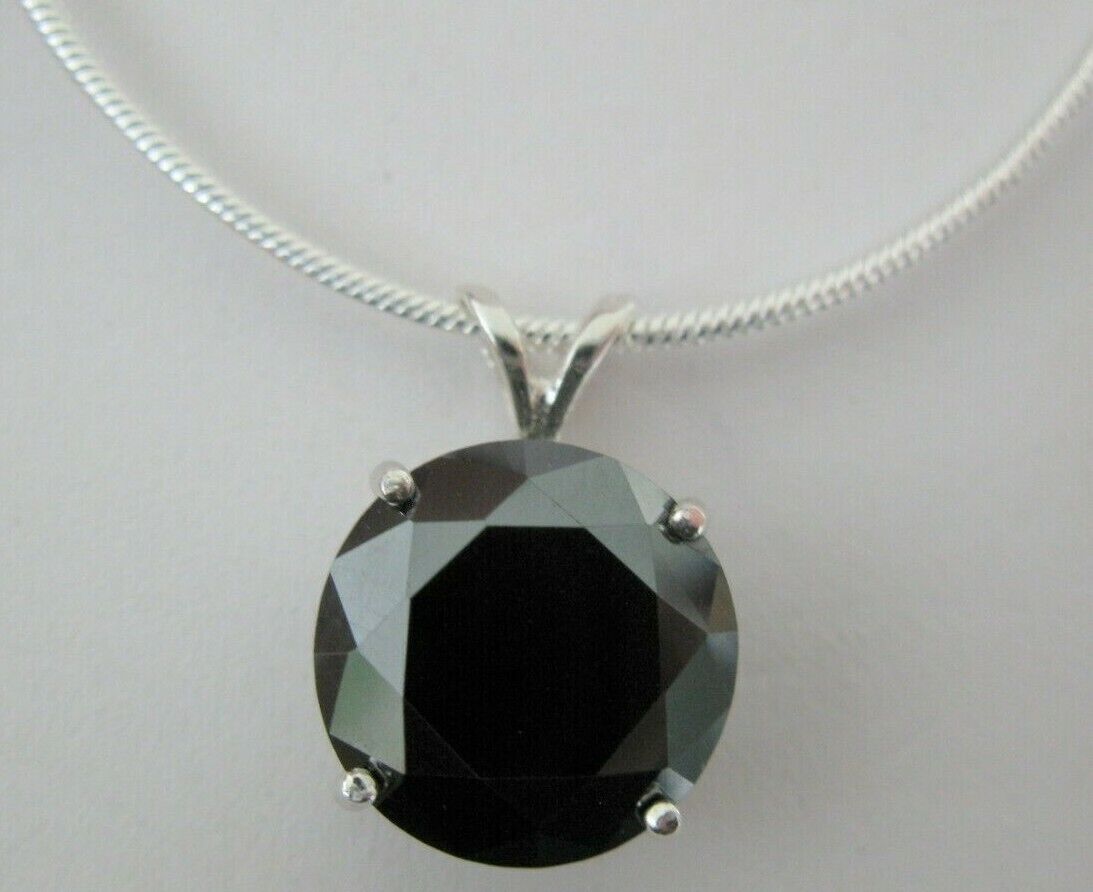 5.90ct BLACK DIAMOND NECKLACE,CERTI FICATE OF AUTHENTICITY,F REE DIAMOND TESTER
