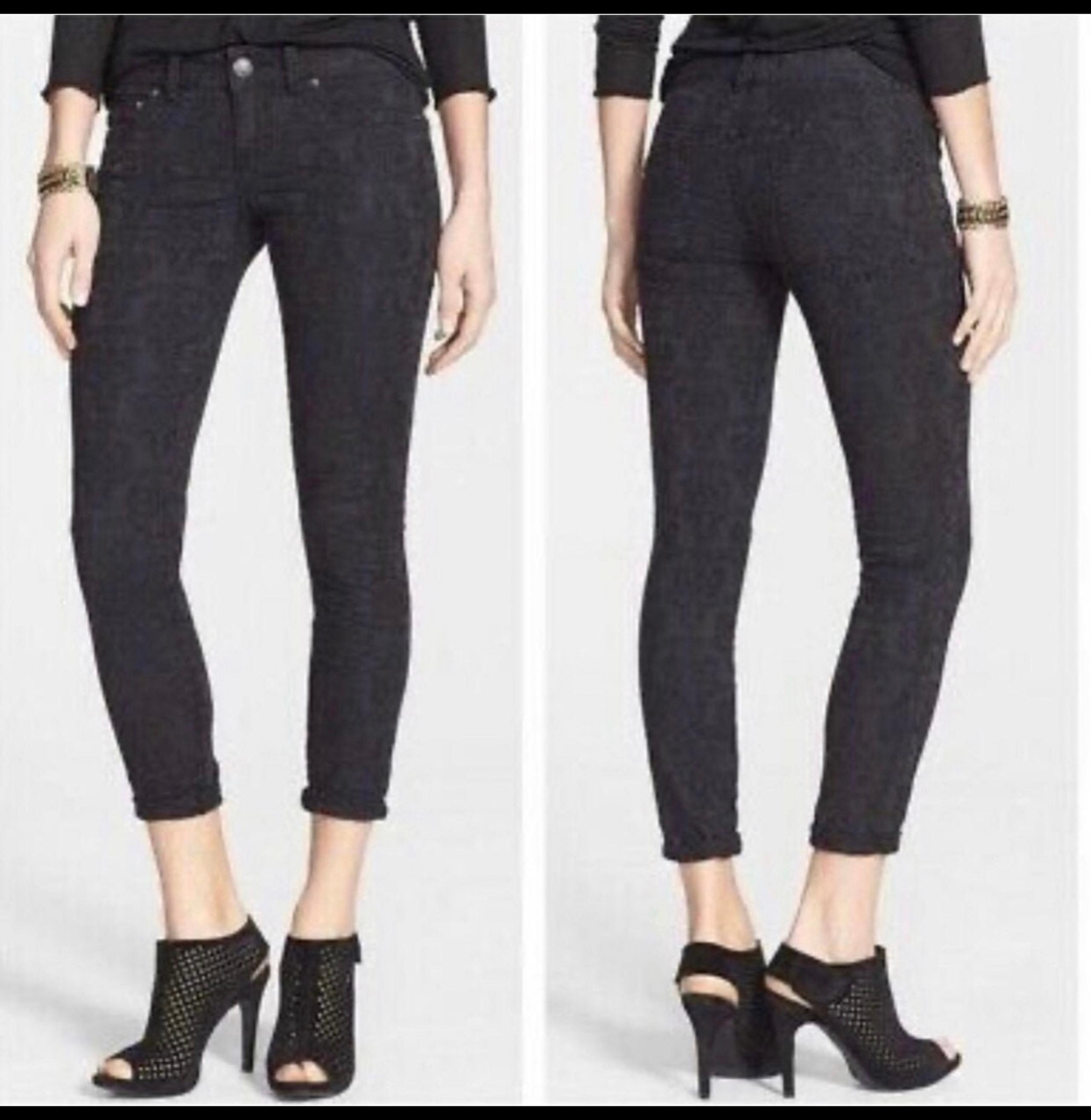 Free People embossed textured Jacquard jeans black stressed