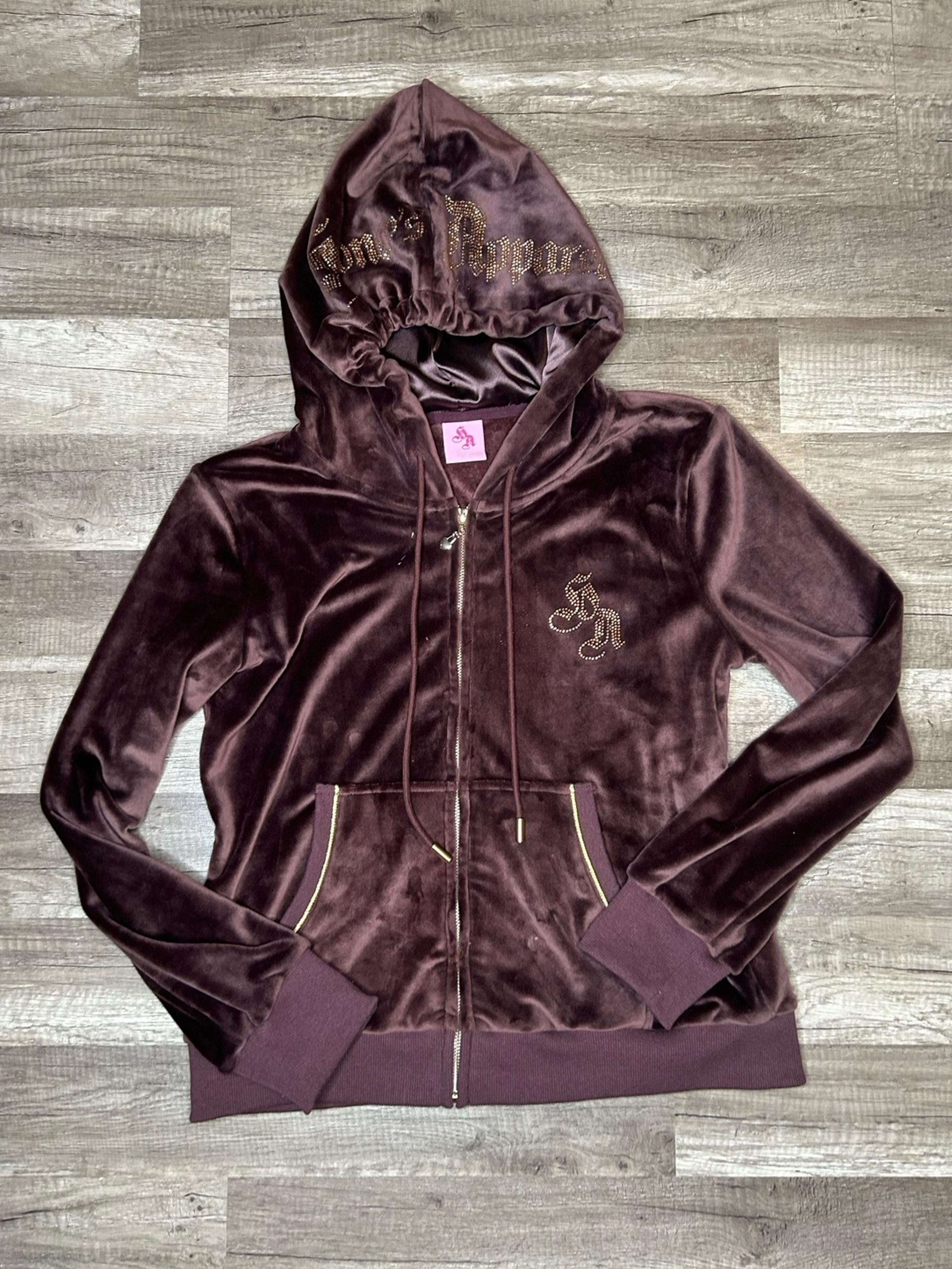 brown velour hoodie