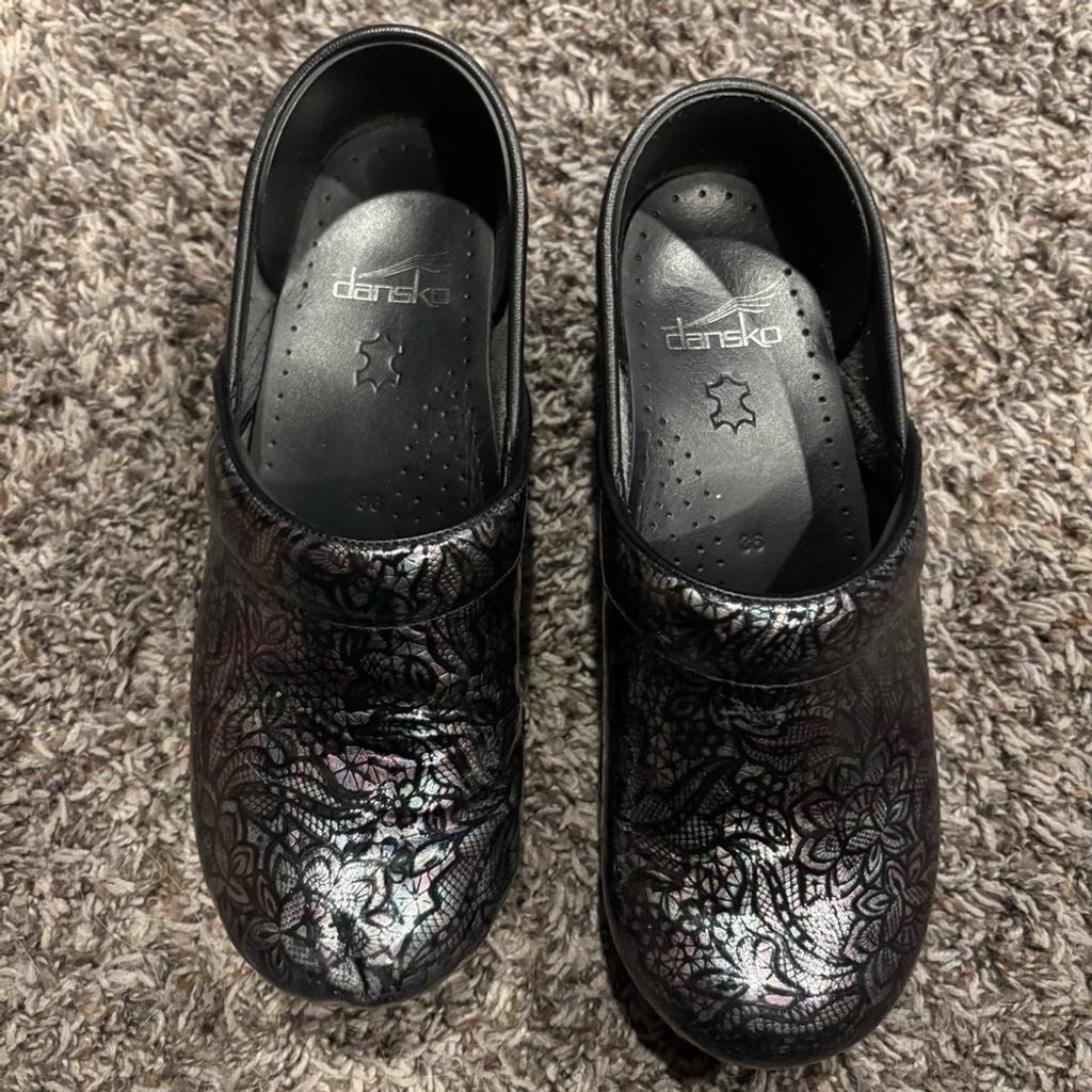 Dansko Black Floral Shoes