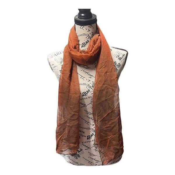 Maria Pinto MP Brown/Orange Long Scarf 23x77 Sheer Rectangle Fall Autum Tones