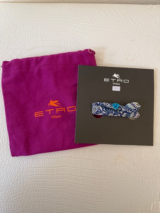 ETRO Milano Made in ITALY HAIR CLIP Fabric with Blue Rose Rhinestones 2.5 NEW