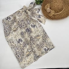 J.O.A Wrap Snakeskin Print MIDI Skirt M Cream/Black
