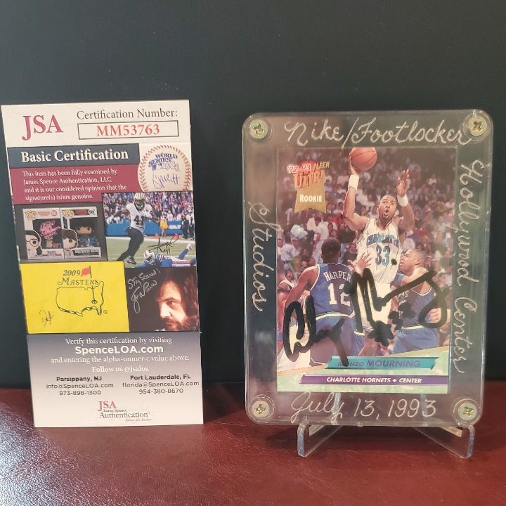 ALONZO MOURNING AUTOGRPAH RC JSA