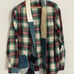 Handmade Deconstructed Upcycle Chambray Plaid Shirt / Kimono jacket Size XL