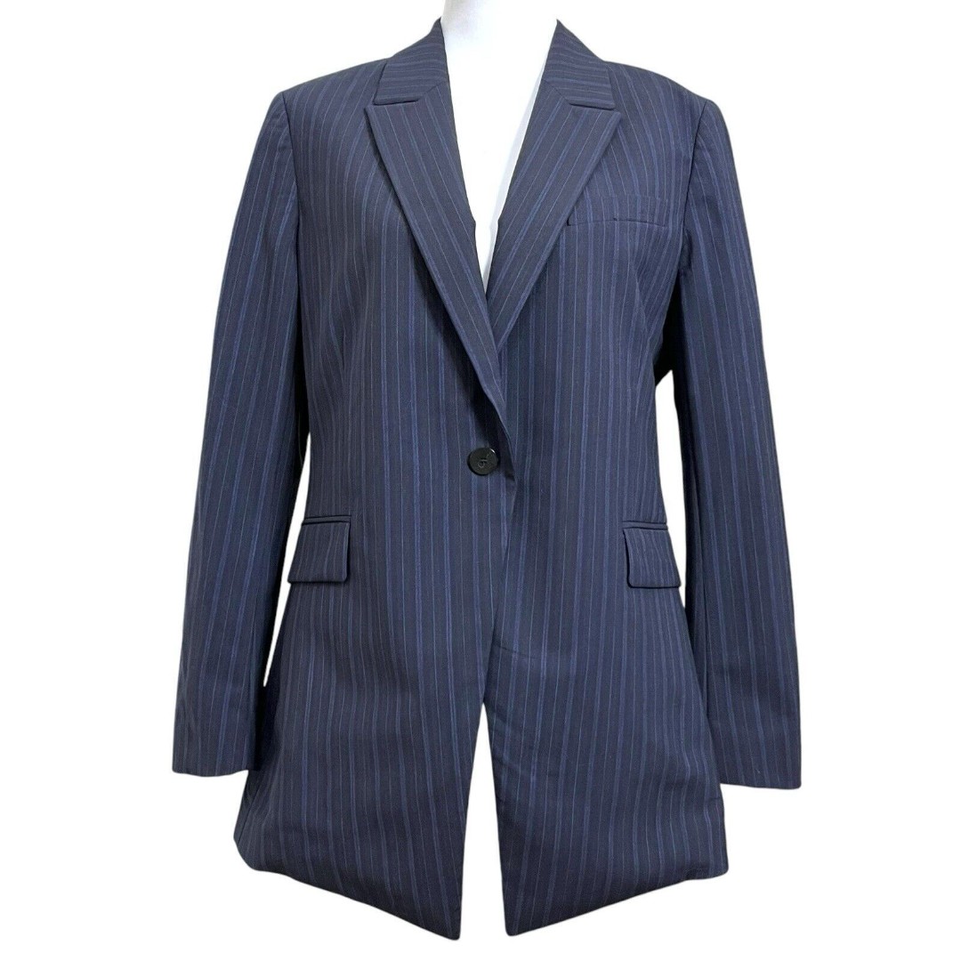 Theory Etiennette Traceable Wool Blazer Pinstripe 1 Button Women’s Size 10