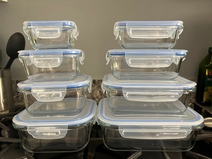 8 Pack Glass Containers Set for Food Storage with Airtight Lids New