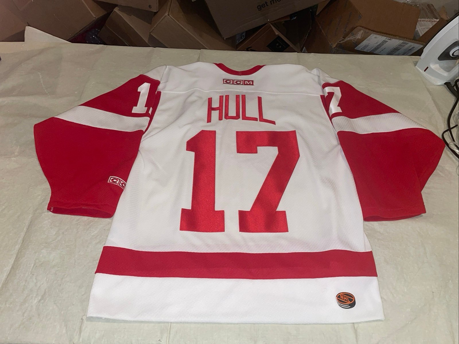 Brett Hull Detroit Red Wings Ccm Jersey Mens Medium white Clean Sewn Mic Vintage