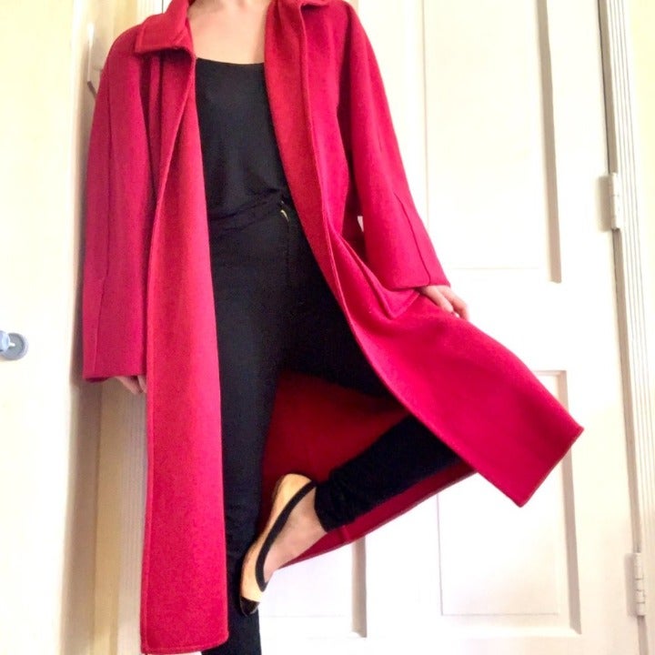 Oscar De La Renta long red coat