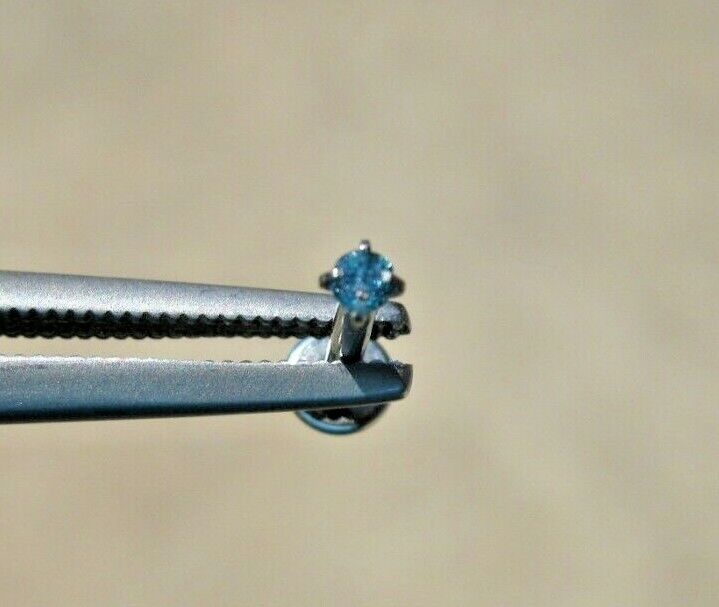 1.91mm REAL BLUE DIAMOND LABRET BODY,CERTIFICA TE LIP EAR 1/4\ 