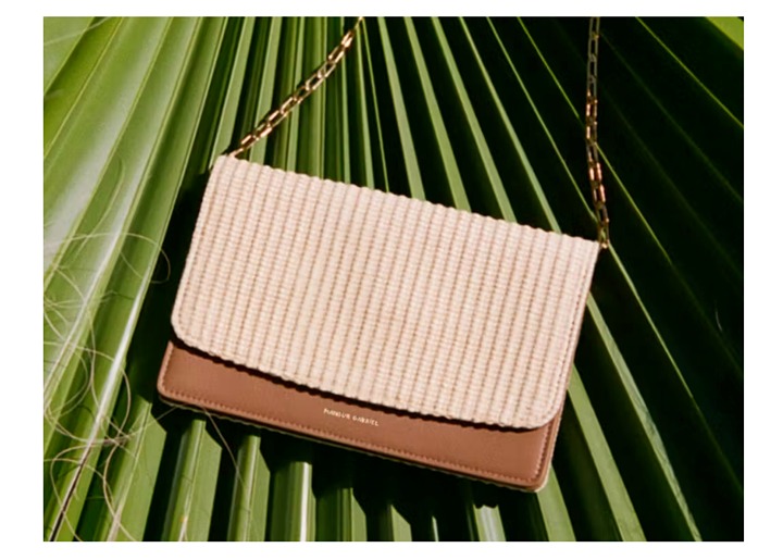 TIME TO TRAVEL w/ Mansur Gavriel Leather&Raffia Chain Crossbody Wallet MSRP495