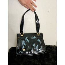 Vintage black patent leather handbag purse