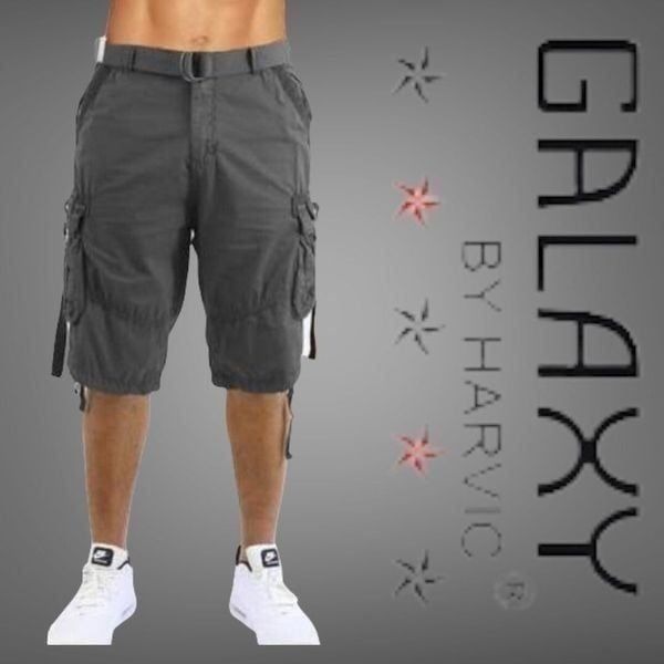 Galaxy By Harvic Men's Belted Tactical Cotton Cargo Shorts Gray size 48