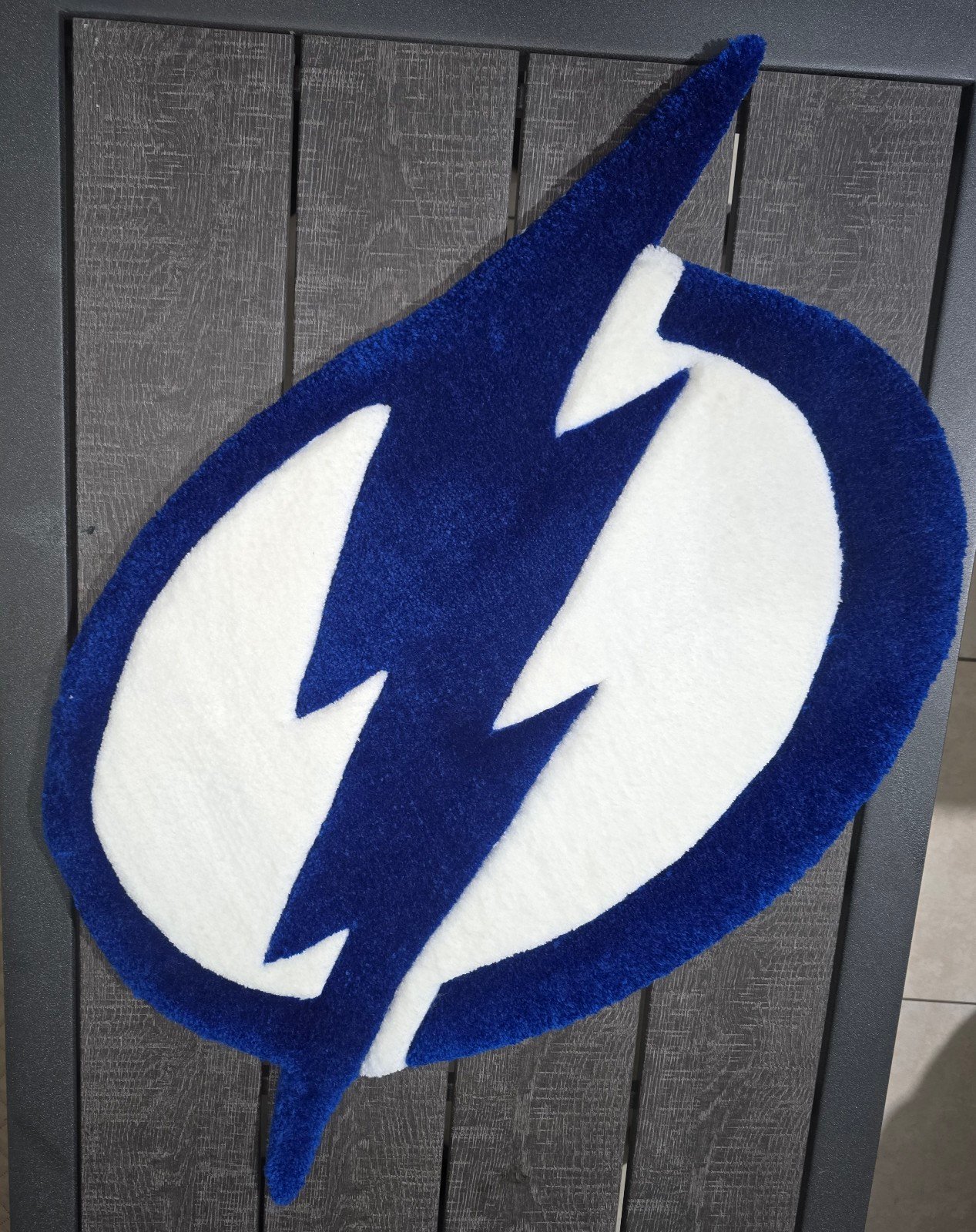 Custom made Tampa Bay lightning rug