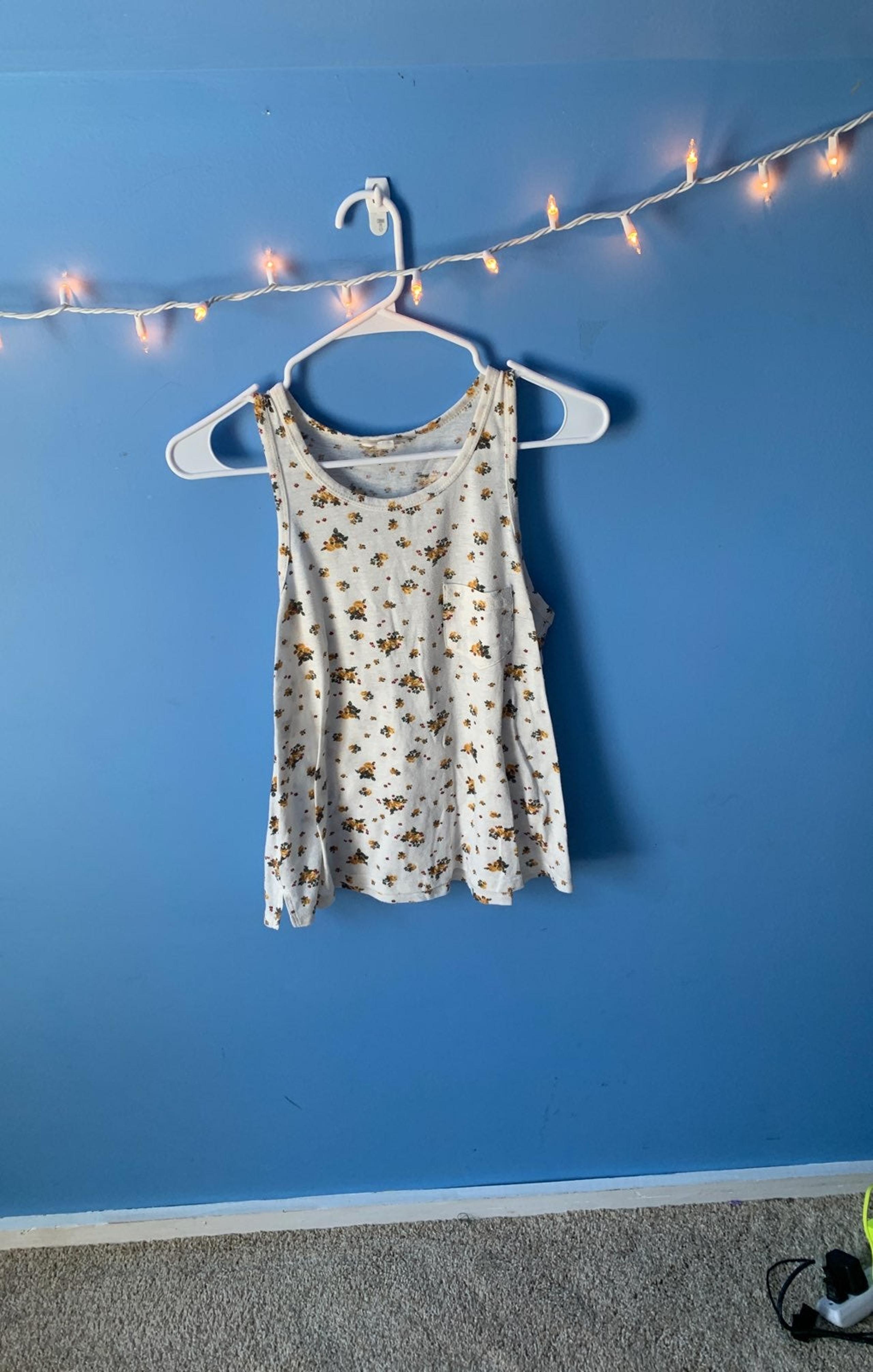 floral white tank top with pocket