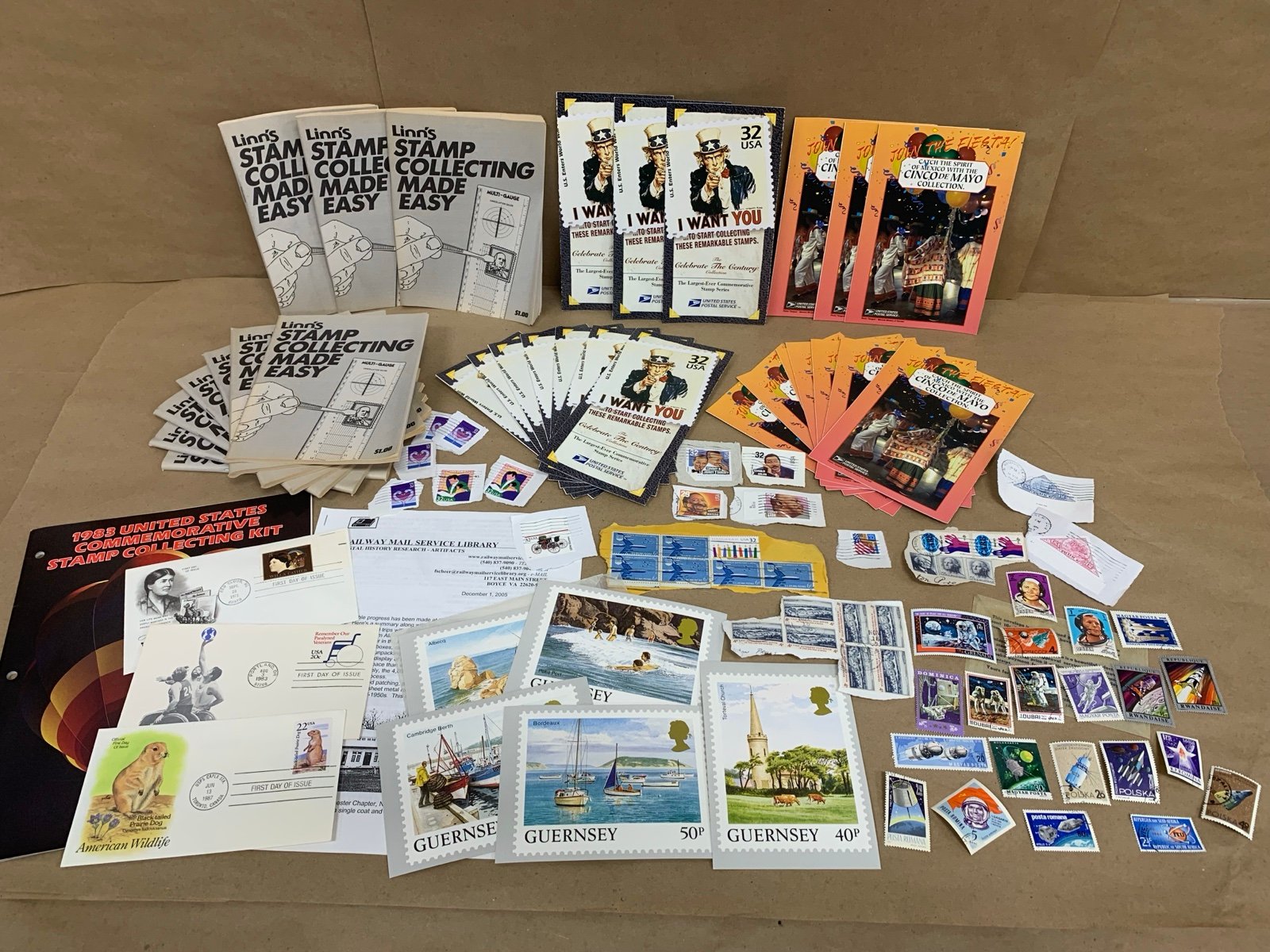 Vintage Stamp Collecting Lot Booklets Pamphlets 1st Day Covers Postcards Stamps