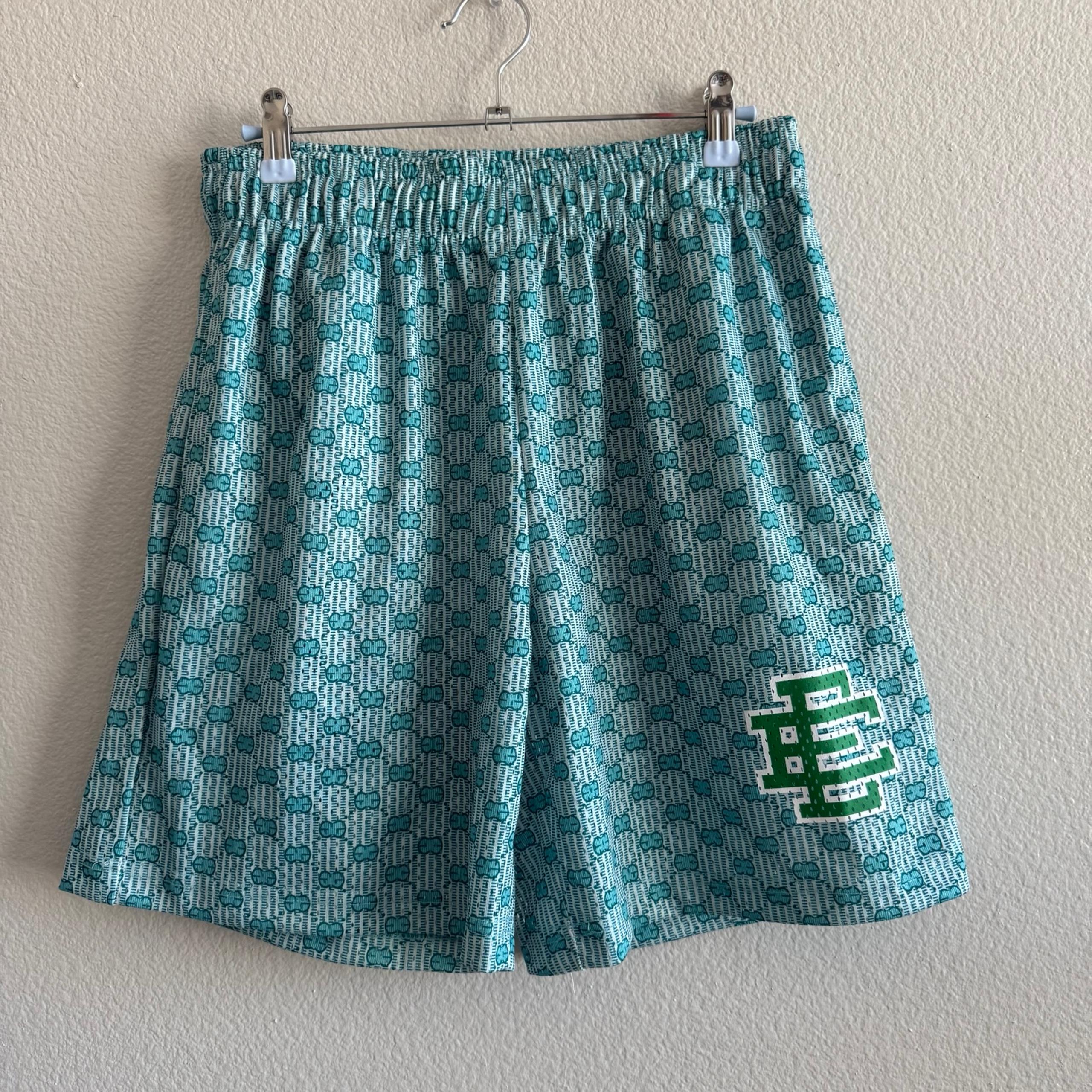 Eric Emanuel Green “Double E” Men’s Mesh Shorts Sz Large Teal Gym Workout Hype