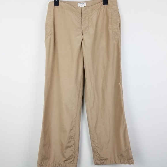 Helmut Lang tan silk blend pants sz 8