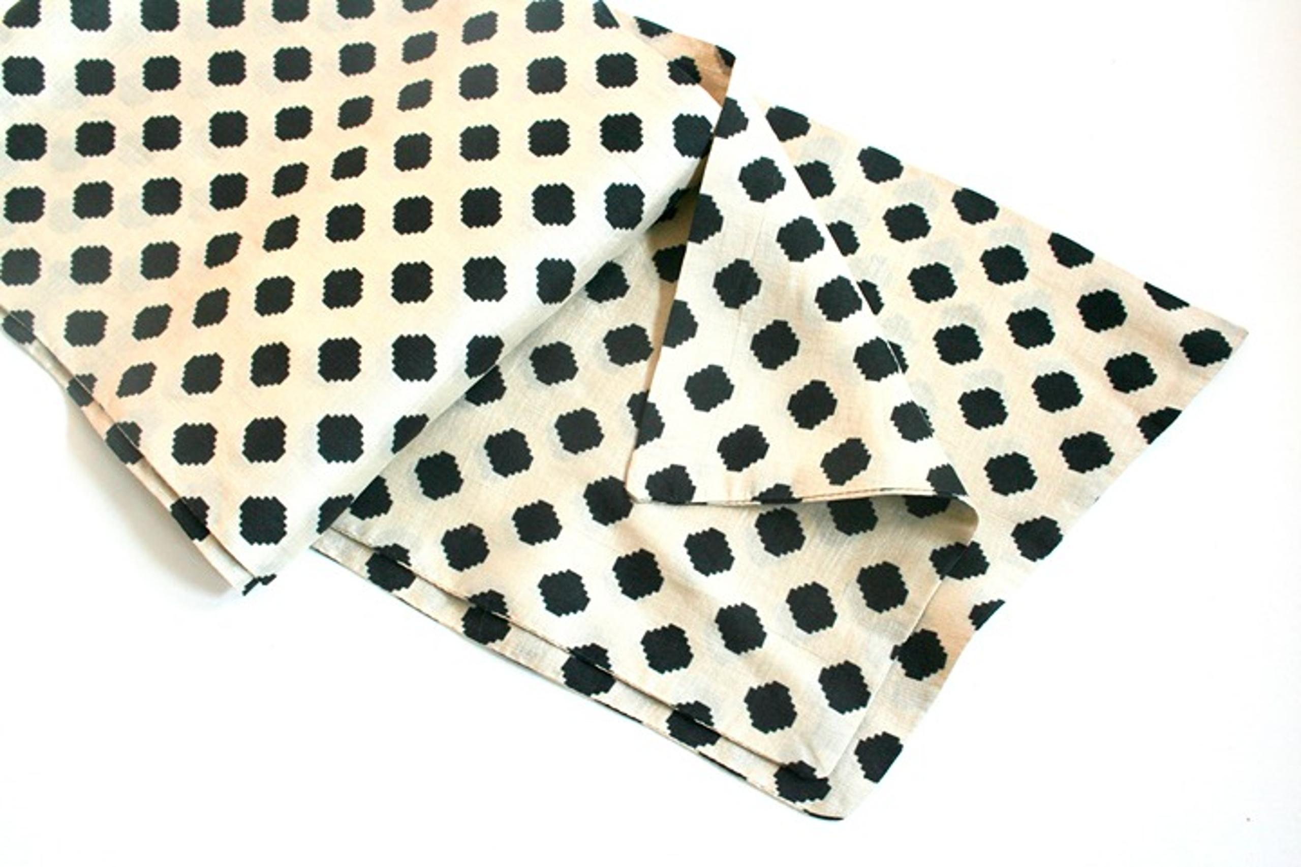 Vintage silk scarf wingtip graphic geometric doubled unisex black beige graphic