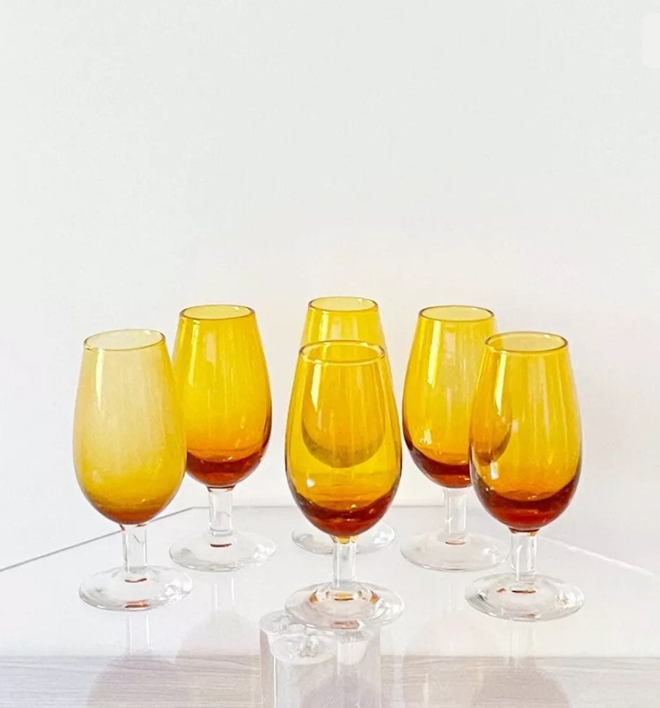 Vintage Set of 6 Cordial Liqueur Glasses