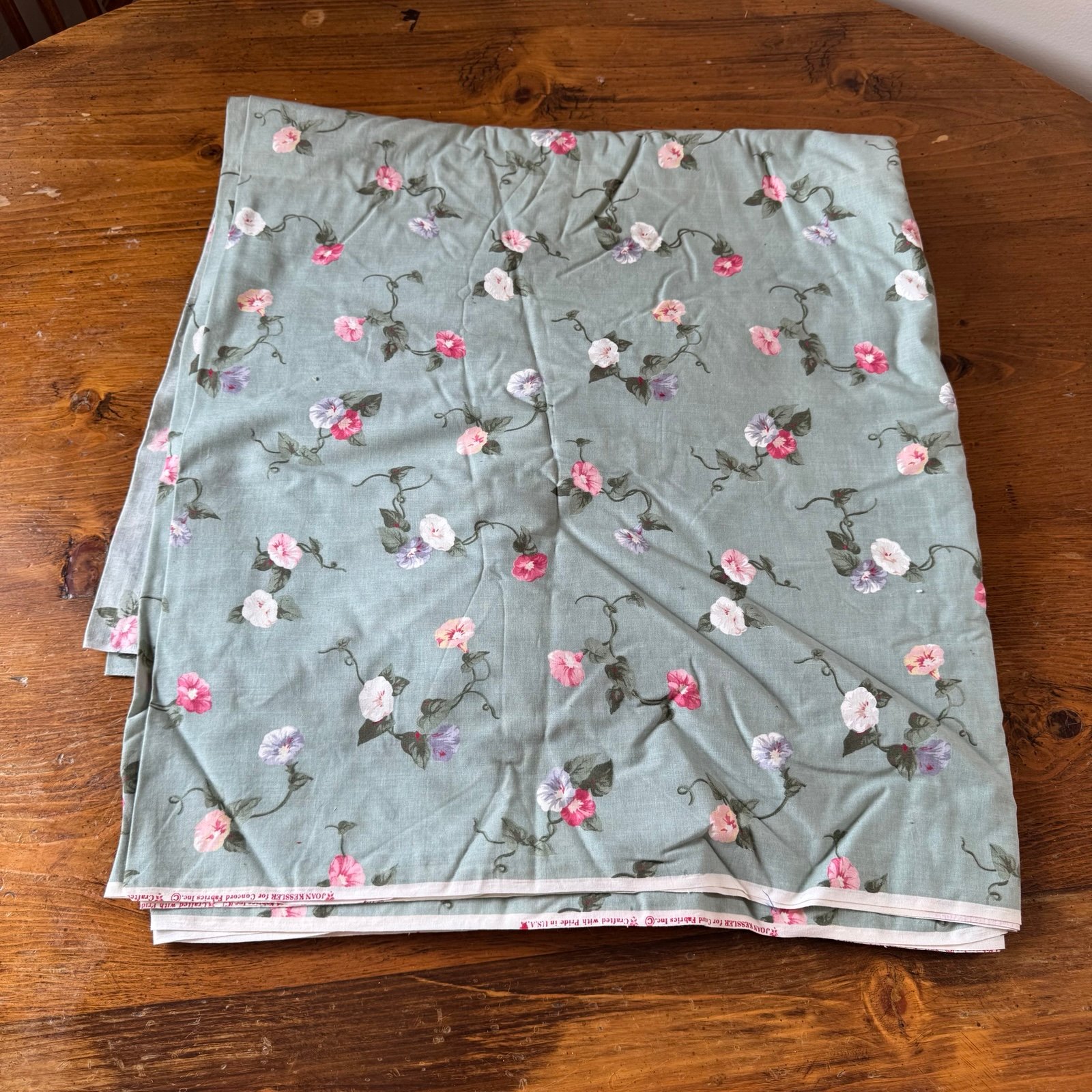 Joann Kessler Sage Green Floral Morning Glory Fabric Concord Fabrics 44” x 434