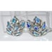 VTG CROWN TRIFARI Silver Tone Blue Aurora Borealis Rhinestone Clip Earrings C
