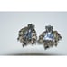 VTG CROWN TRIFARI Silver Tone Blue Aurora Borealis Rhinestone Clip Earrings C
