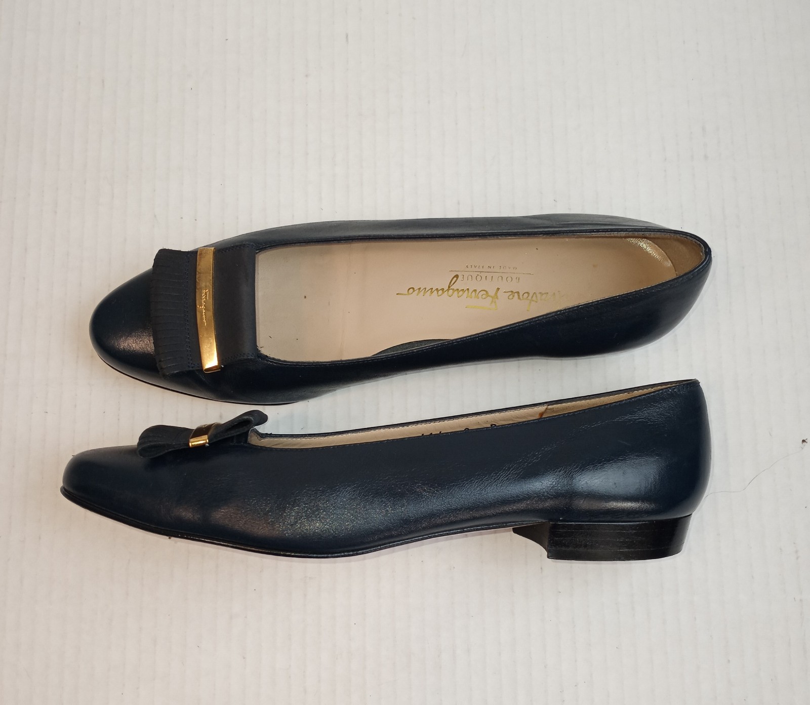 Salvatore Ferragamo Navy Blue Tassel Flats