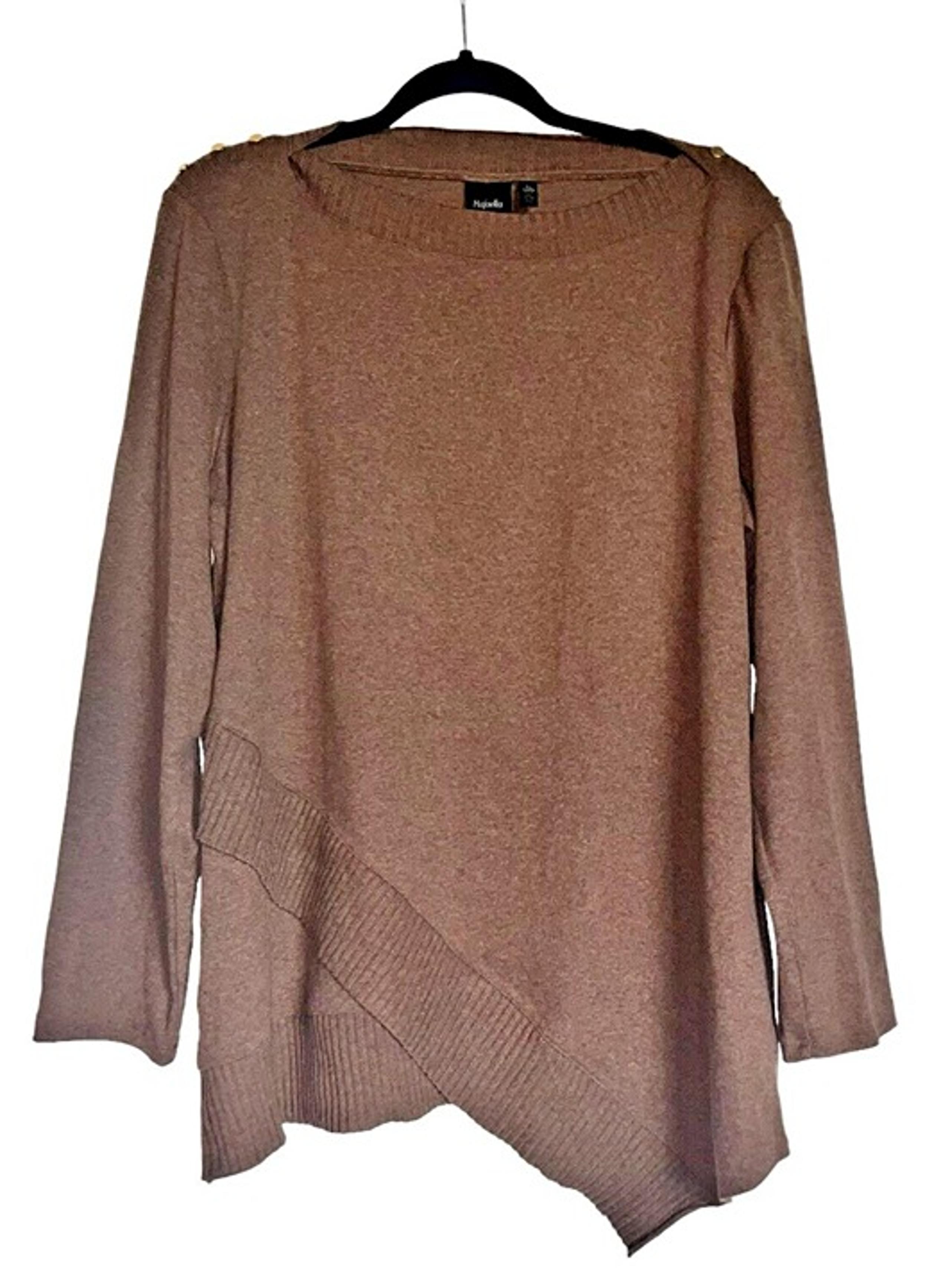 Sz XL Asymmetrical Sweater Office Party Lightweight Gold Buttons - Rafaella
