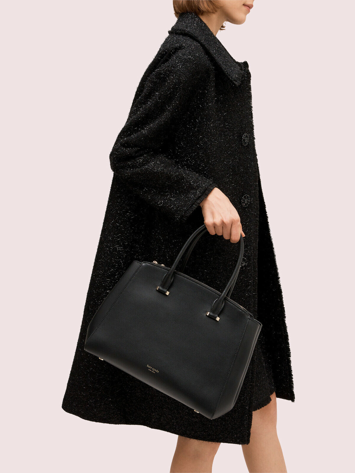 KATE SPADE NEW YORK Shirley large black double-zip satchel - style # pxrub062