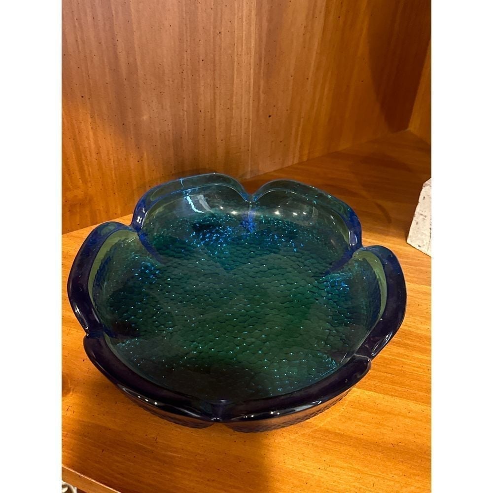 Anchor Hocking Blue Lotus Ashtray Dish