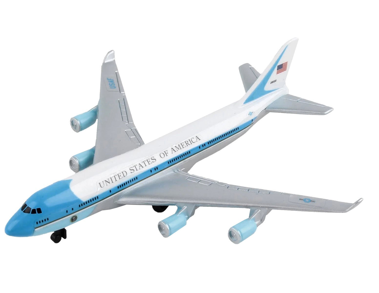 Air Force One Aircraft United States of America White with Blue Stripes Diecas