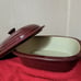 PAMPERED CHEF CRANBERRY GLAZED OVAL COVERED CASSEROLE 3.1 QT STONEWARE. 12 x 9