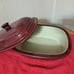 PAMPERED CHEF CRANBERRY GLAZED OVAL COVERED CASSEROLE 3.1 QT STONEWARE. 12 x 9