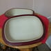PAMPERED CHEF CRANBERRY GLAZED OVAL COVERED CASSEROLE 3.1 QT STONEWARE. 12 x 9
