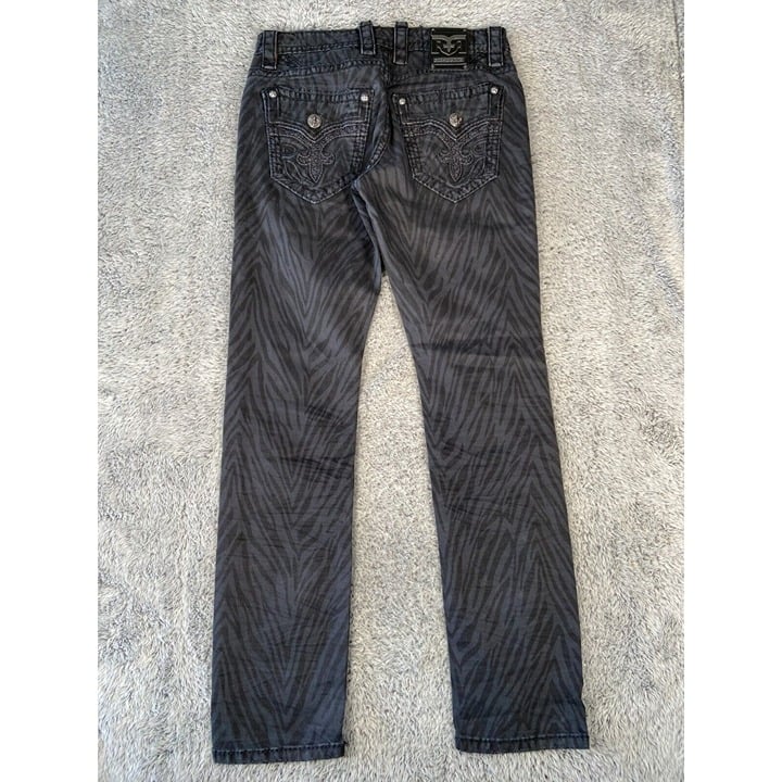 Rock Revival Sheffield Alternative Straight Jeans Size 31x33 Waist Men Black Gre