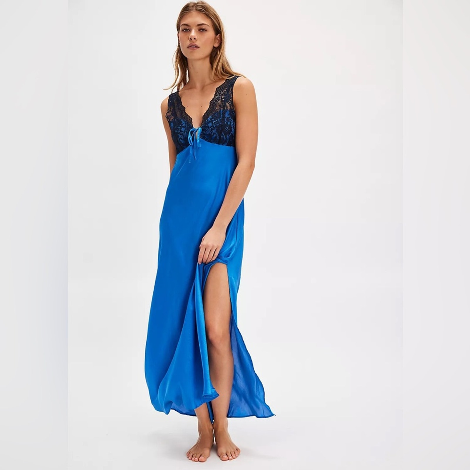 Free People Countryside Lace Maxi Slip in Blue Campanula Combo S