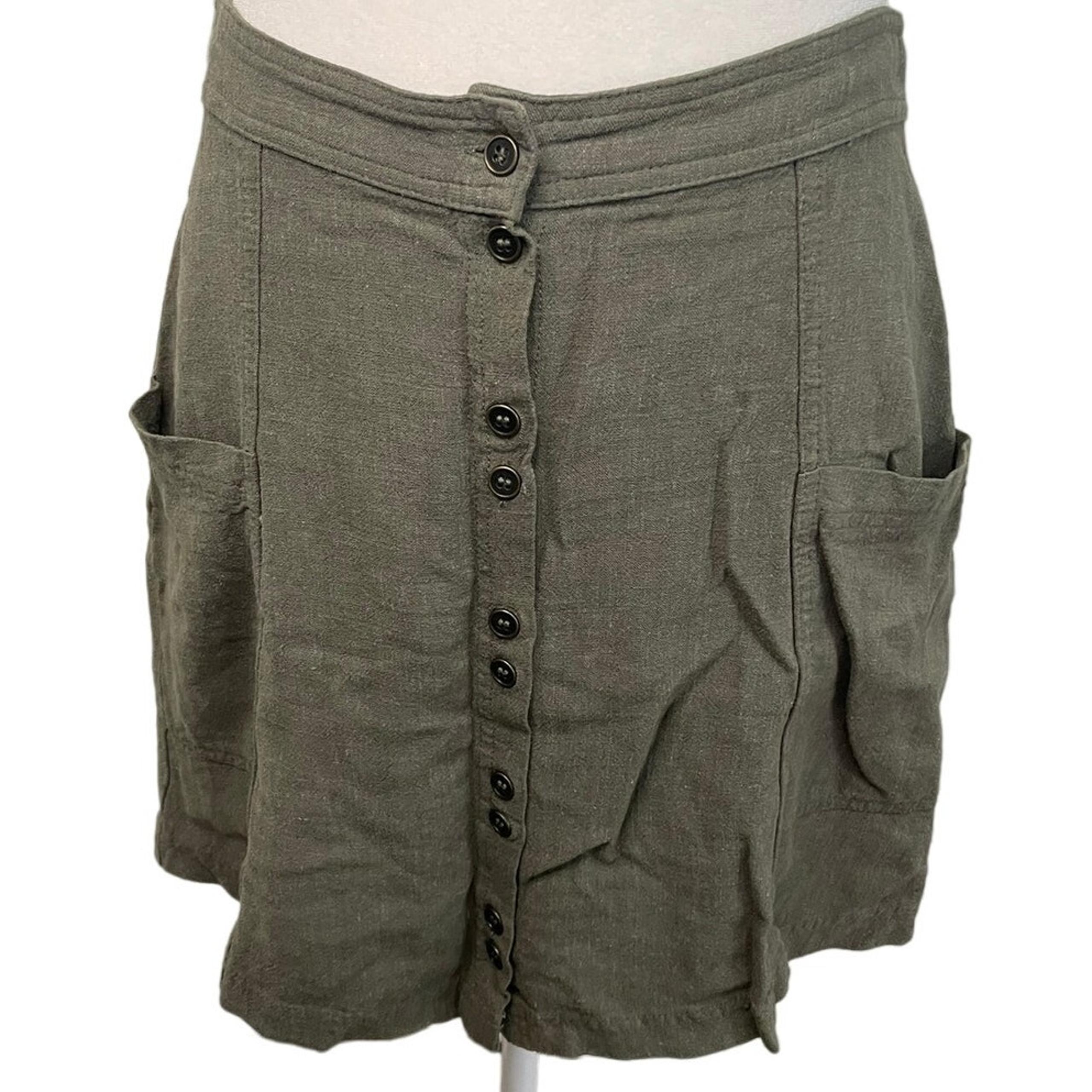 Women's Universal Thread green button front linen mini skirt - small