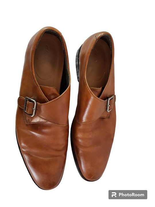 Clarks Dixon Mens 11 M Brown Leather Monk Strap Side Buckle Dress Shoe HTF